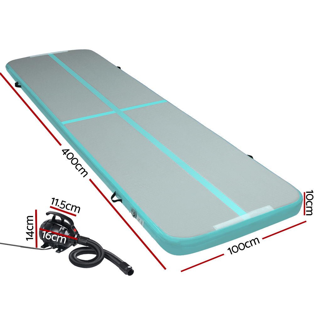 GoFun 4X1M Inflatable Air Track Mat with Pump Green - Rivercity House & Home Co. (ABN 18 642 972 209) - Affordable Modern Furniture Australia