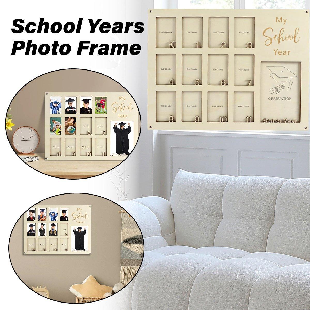 Graduation School Years Photo Frame Collage Display Holder Keepsake - Natural Wood - Home & Garden > Decor > Picture Frames - Rivercity House & Home Co. (ABN 18 642 972 209) - Affordable Modern Furniture Australia