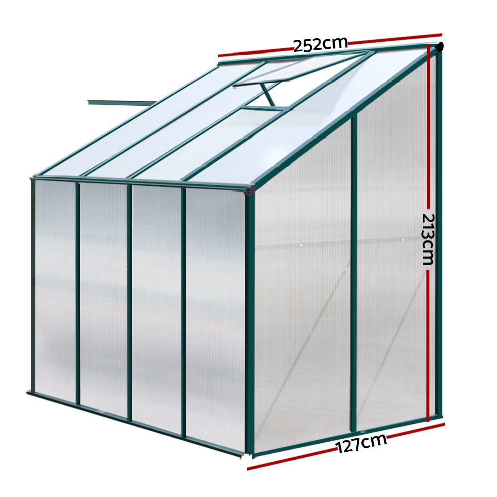 Greenhouse Aluminium Green House Garden Polycarbonate 2.52x1.27M - Home & Garden > Green Houses - Rivercity House & Home Co. (ABN 18 642 972 209) - Affordable Modern Furniture Australia