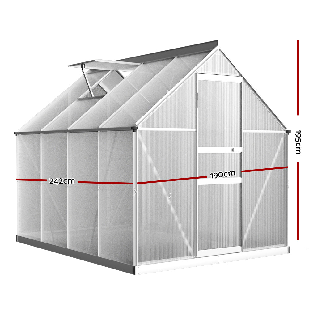 Greenhouse Aluminium Green House Polycarbonate Garden Shed 2.4x1.9M - Home & Garden > Green Houses - Rivercity House & Home Co. (ABN 18 642 972 209) - Affordable Modern Furniture Australia