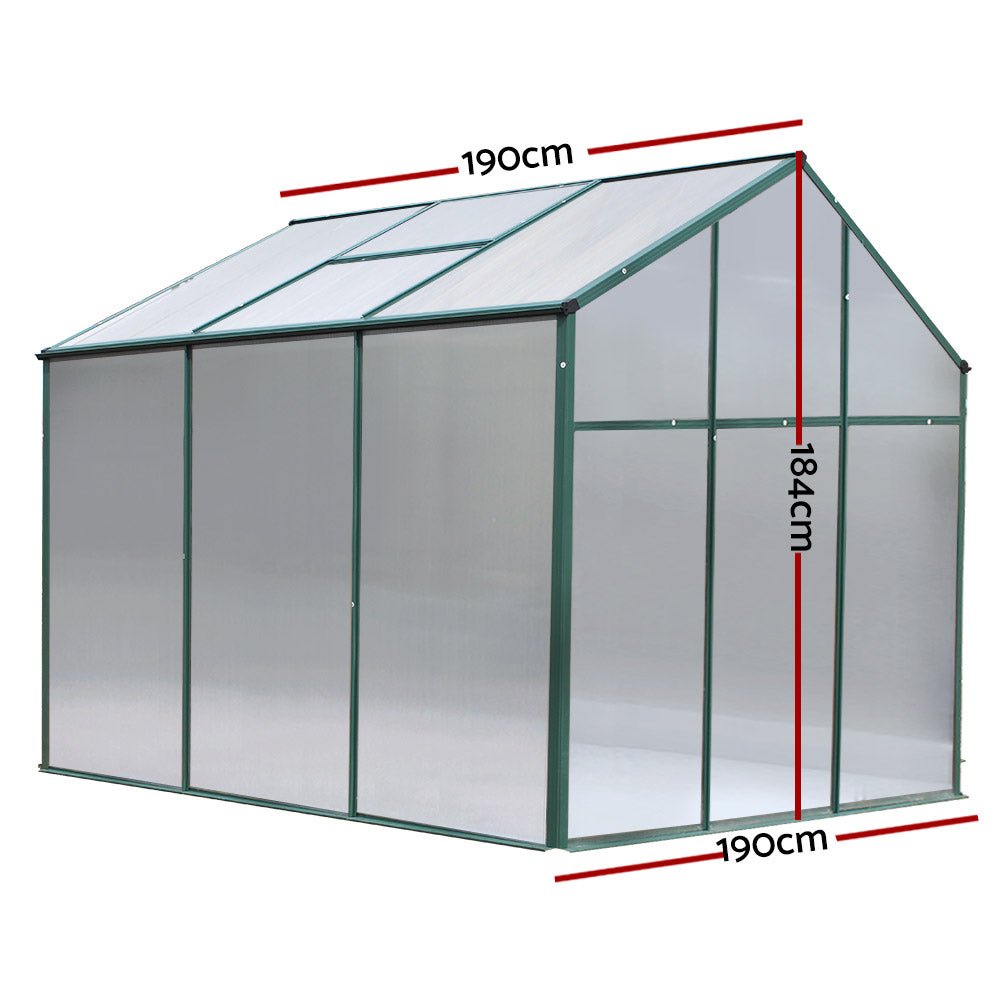 Greenhouse Aluminum Green House Garden Shed Polycarbonate 1.9x1.9M - Home & Garden > Green Houses - Rivercity House & Home Co. (ABN 18 642 972 209) - Affordable Modern Furniture Australia