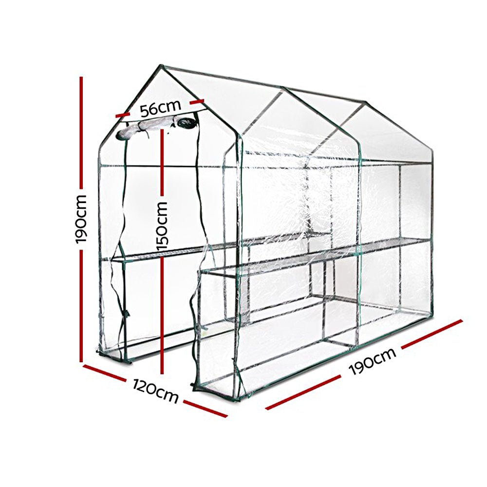 Greenhouse Garden Shed Green House 1.9X1.2M Storage Greenhouses Clear - Home & Garden > Green Houses - Rivercity House & Home Co. (ABN 18 642 972 209) - Affordable Modern Furniture Australia
