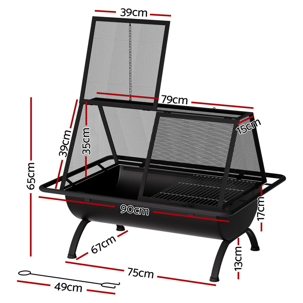 Grillz Fire Pit BBQ Grill Outdoor Fireplace Steel - Home & Garden > BBQ - Rivercity House & Home Co. (ABN 18 642 972 209) - Affordable Modern Furniture Australia