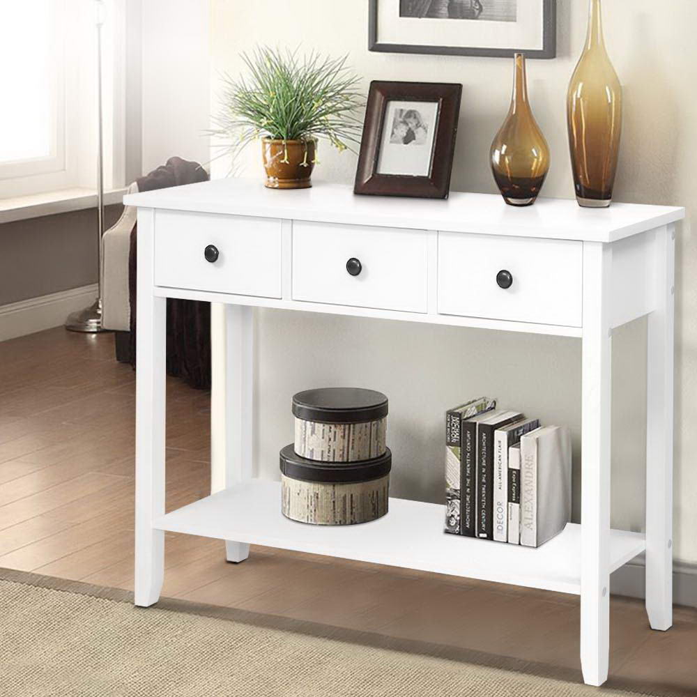 Hallway Console Table With 3 Drawers White - Furniture > Living Room - Rivercity House & Home Co. (ABN 18 642 972 209) - Affordable Modern Furniture Australia