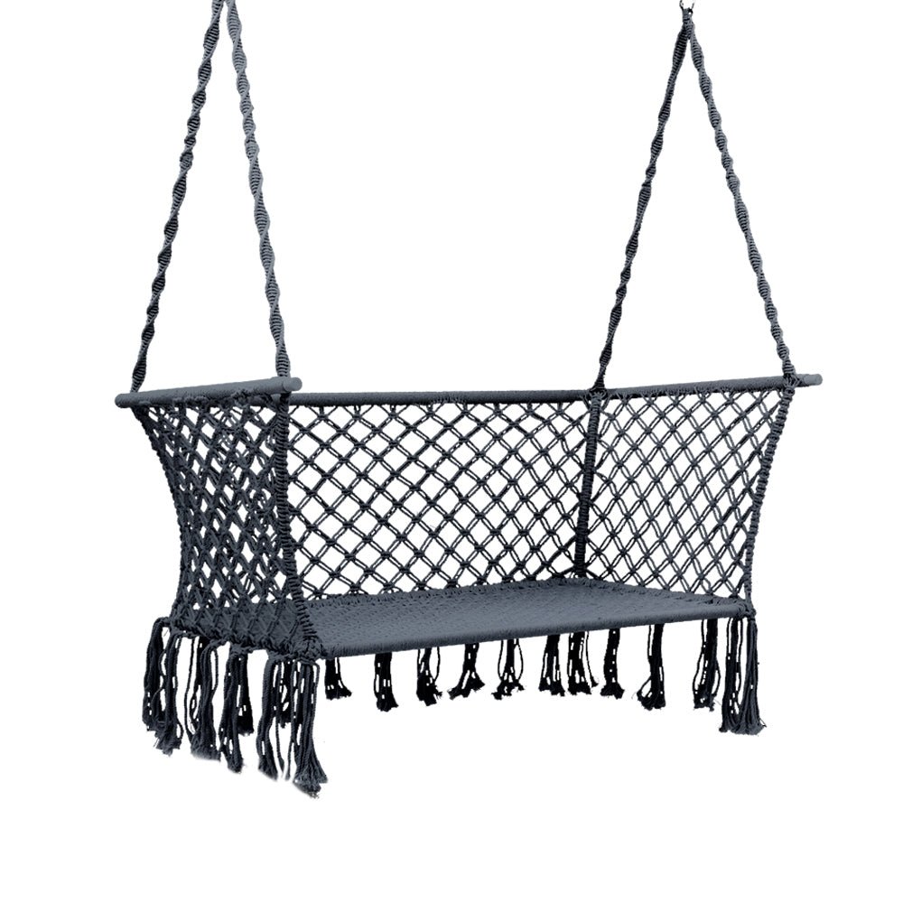 Hammock Chair Outdoor Portable Camping Hammocks 2 Person Grey - Furniture > Outdoor > Outdoor Chairs - Rivercity House & Home Co. (ABN 18 642 972 209) - Affordable Modern Furniture Australia