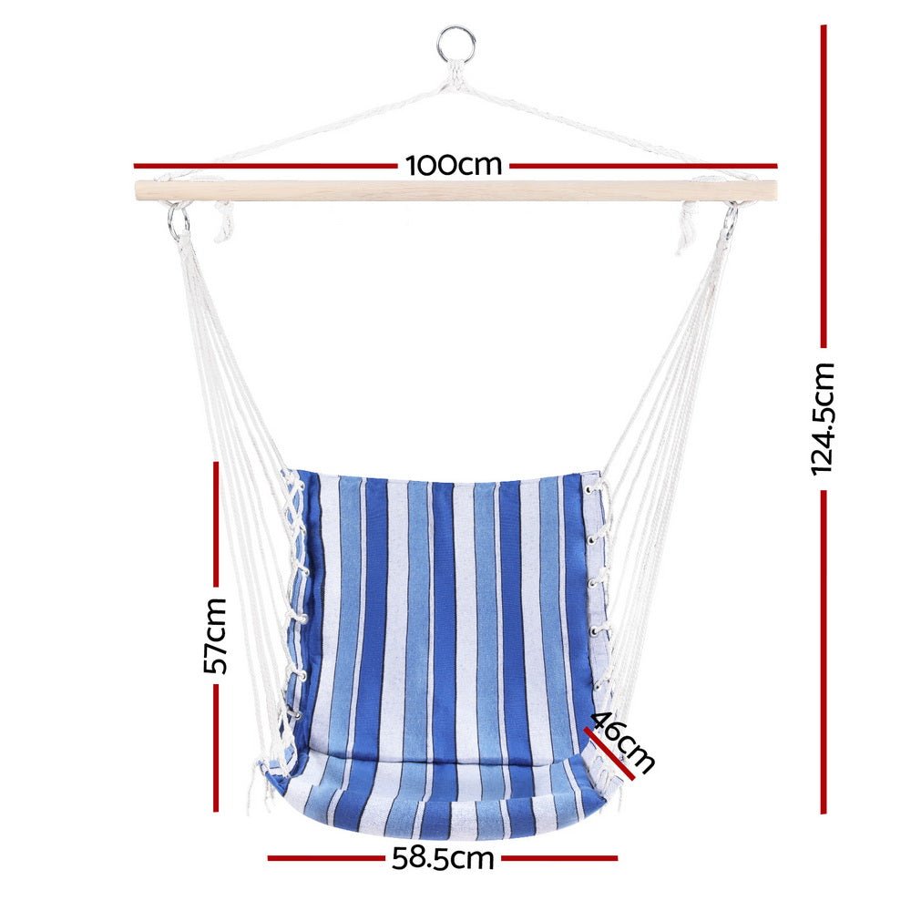 Hammock Chair Swing Camping Blue - Home & Garden > Hammocks > Hammocks & Accessories - Rivercity House & Home Co. (ABN 18 642 972 209) - Affordable Modern Furniture Australia