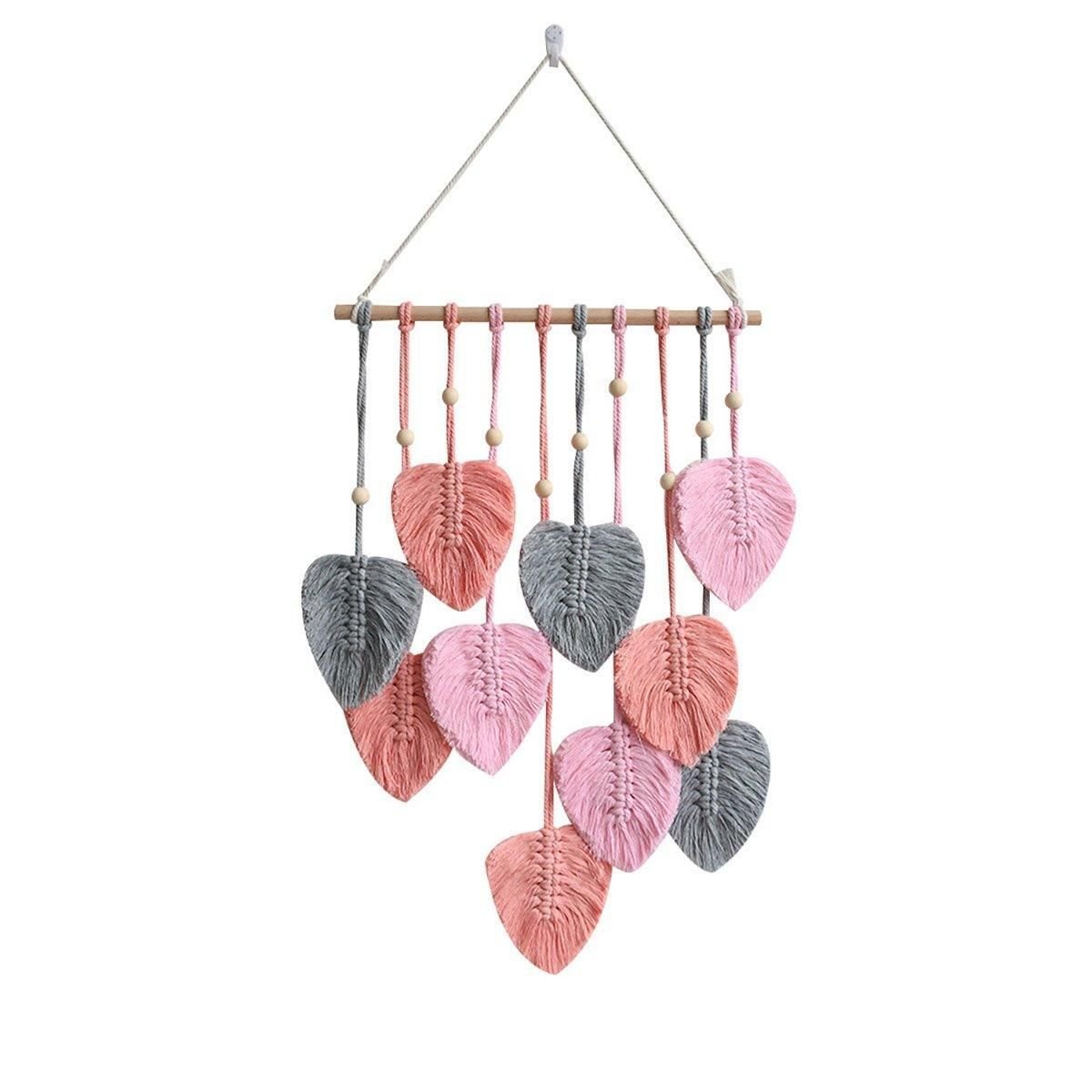 Handmade Braided Cotton Rope Leaf Wall Hanging Decoration - Pink - Home & Garden > Decor > Vases & Table Decor - Rivercity House & Home Co. (ABN 18 642 972 209) - Affordable Modern Furniture Australia