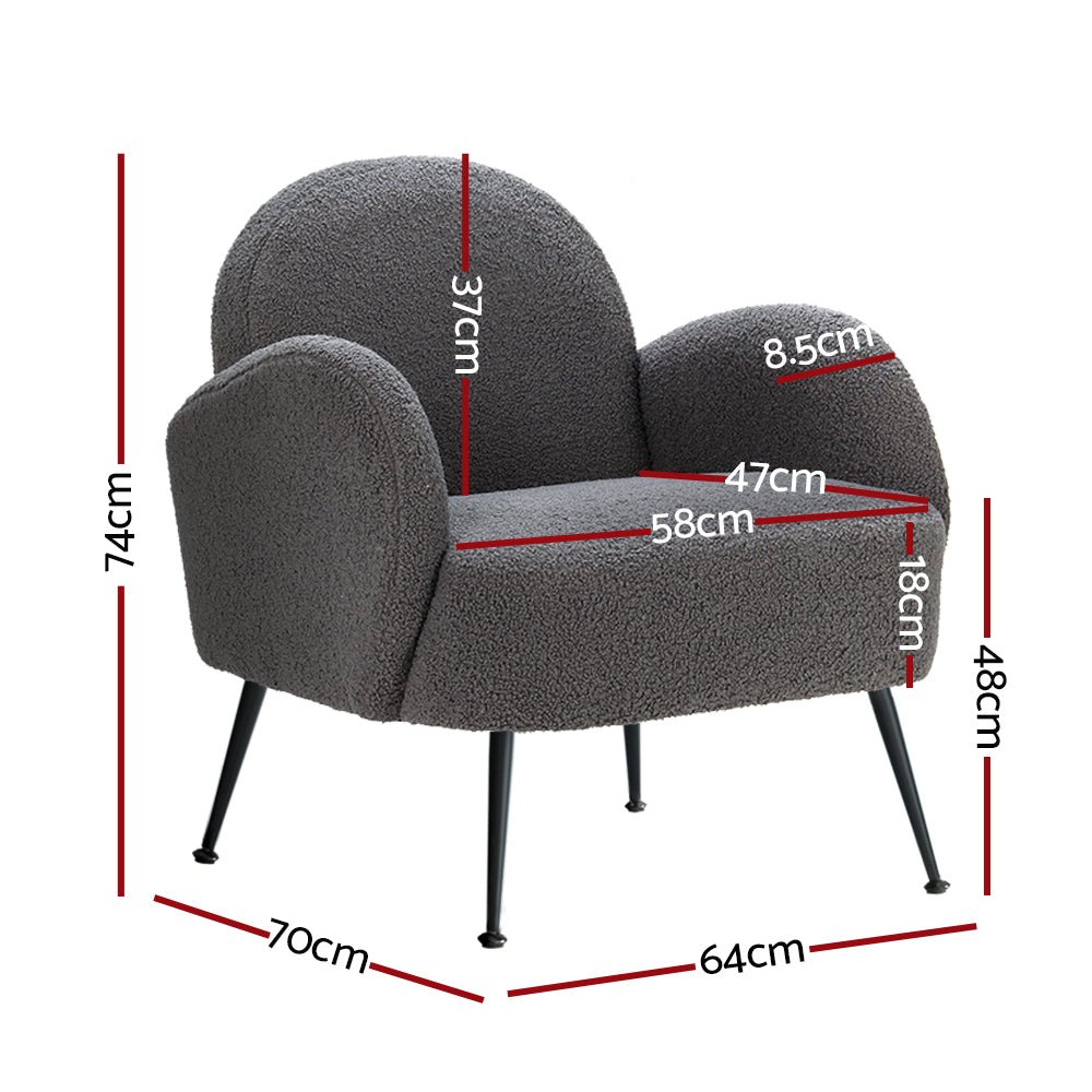 Hanes Sherpa Lounge Armchair - Charcoal - Furniture > Living Room - Rivercity House & Home Co. (ABN 18 642 972 209) - Affordable Modern Furniture Australia