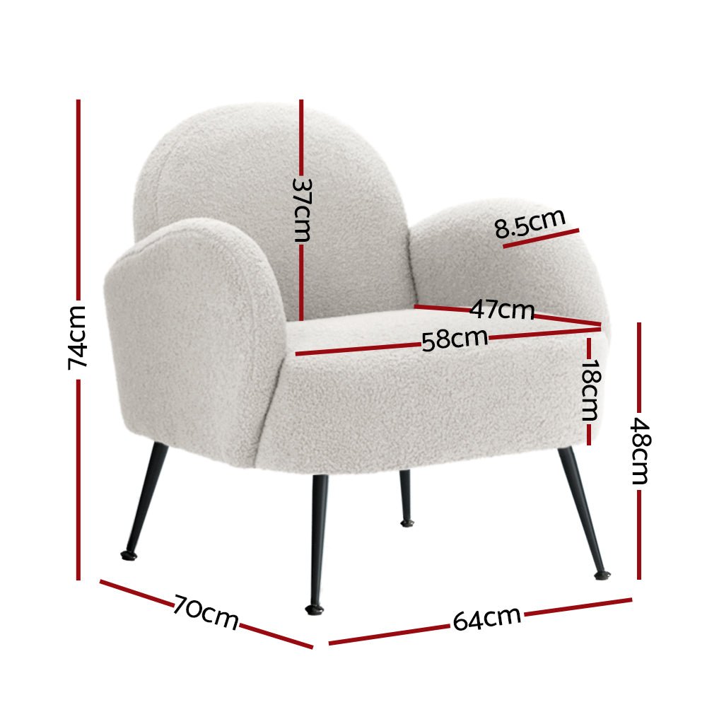 Hanes Sherpa Lounge Armchair - White - Furniture > Living Room - Rivercity House & Home Co. (ABN 18 642 972 209) - Affordable Modern Furniture Australia