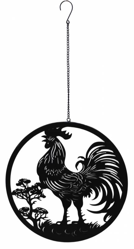 Hanging Rooster Metal Wall Art 40x77cm - Black - Home & Garden > Wall Art > 3D Wall Art - Rivercity House & Home Co. (ABN 18 642 972 209) - Affordable Modern Furniture Australia