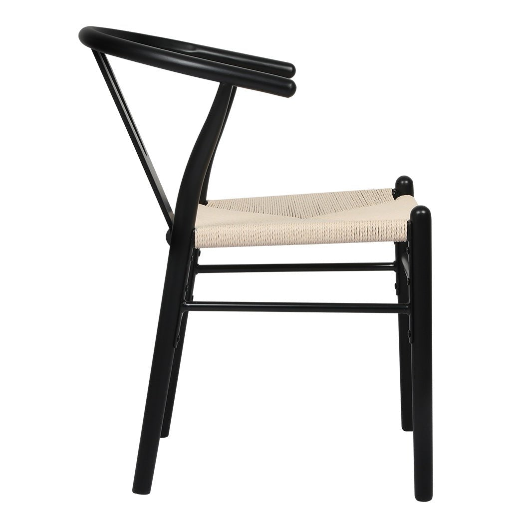 Hans Solid Wood Dining Chairs Set of 8 with Rattan Seat - Black - Rivercity House & Home Co. (ABN 18 642 972 209) - Affordable Modern Furniture Australia