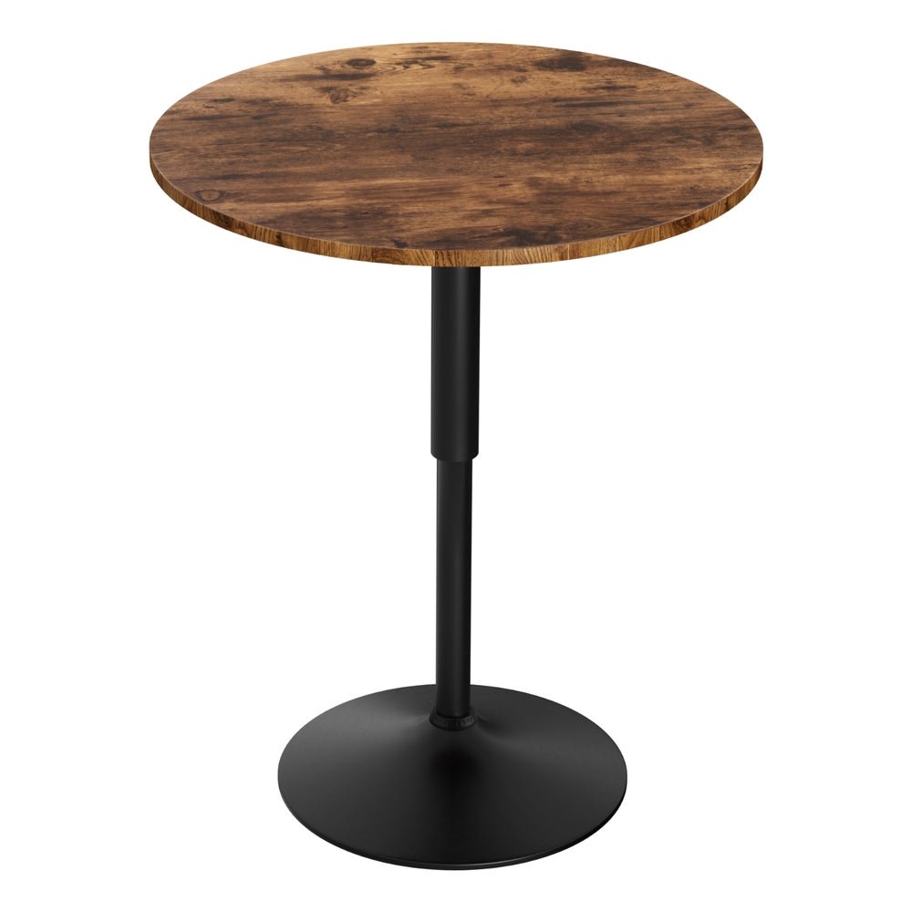 Height Adjustable Bar Table 360 Swivel Round Gaslift Design 60cm Rustic Brown Black - Furniture > Bar Stools & Chairs > Table & Bar Stools - Rivercity House & Home Co. (ABN 18 642 972 209) - Affordable Modern Furniture Australia