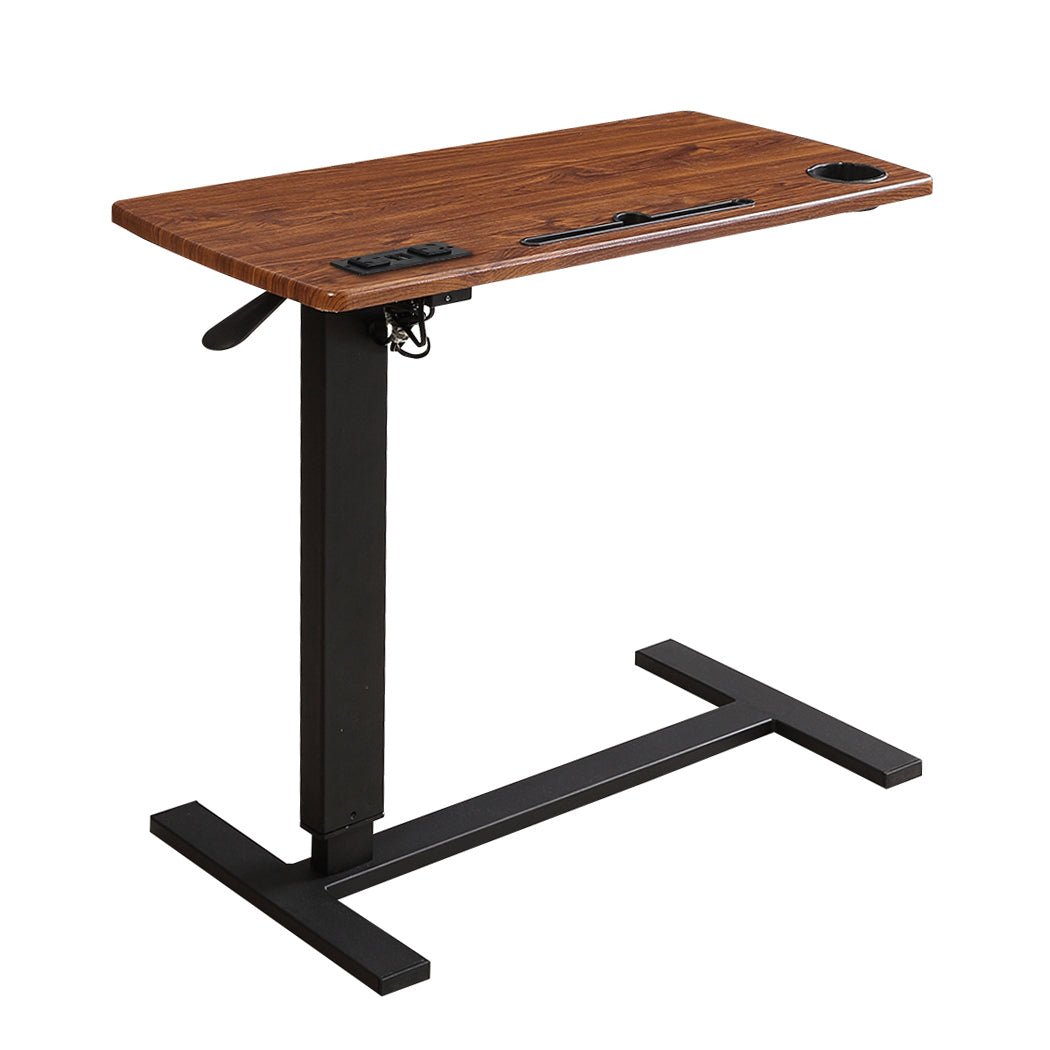 Height Adjustable Standing Desk with Power & USB Ports - Brown - Rivercity House & Home Co. (ABN 18 642 972 209) - Affordable Modern Furniture Australia
