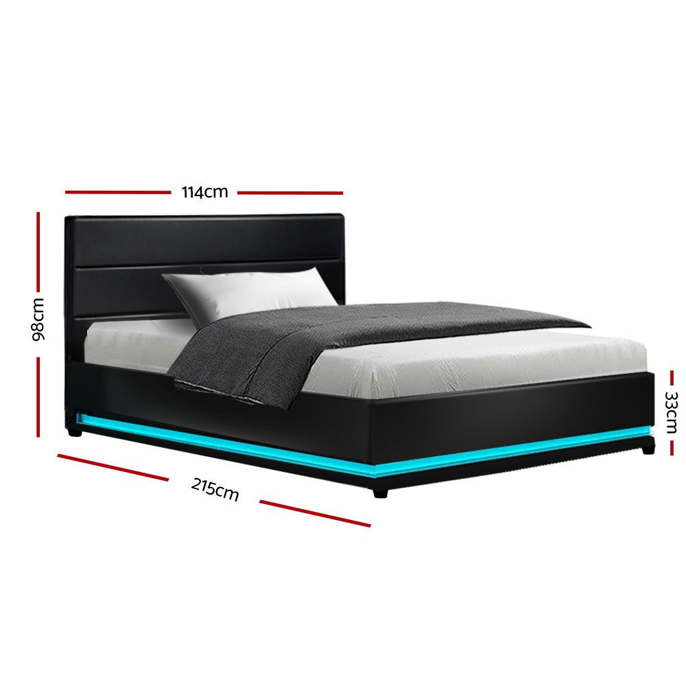 Henley LED Storage King Single Bed Frame Black - Furniture > Bedroom - Rivercity House & Home Co. (ABN 18 642 972 209) - Affordable Modern Furniture Australia