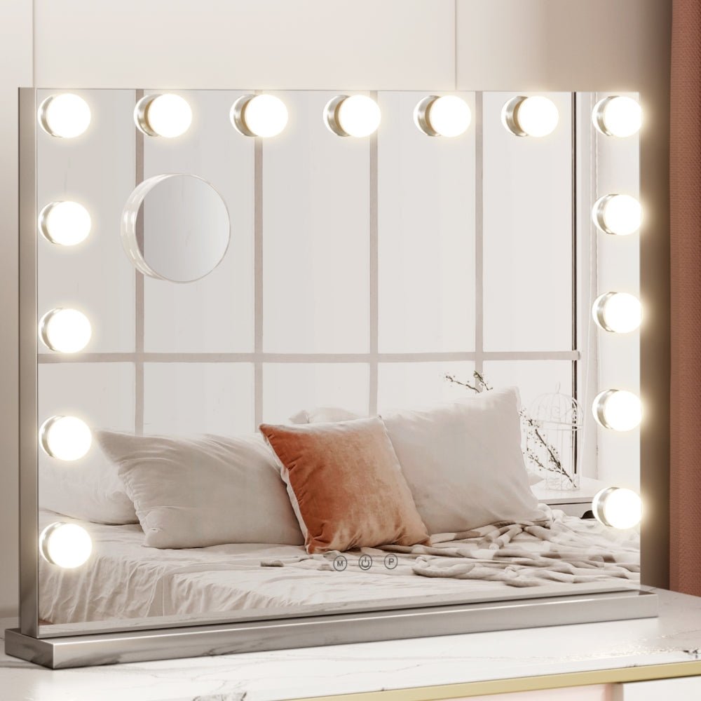 Hollywood Frameless Makeup Mirror With 15 LED 58cm x 46cm - Rivercity House & Home Co. (ABN 18 642 972 209) - Affordable Modern Furniture Australia