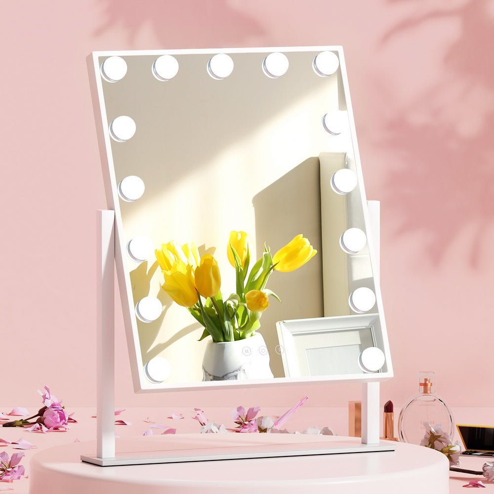 Hollywood Makeup Mirror with 15 Dimmable Bulb Lighted Dressing Mirror - Rivercity House & Home Co. (ABN 18 642 972 209) - Affordable Modern Furniture Australia