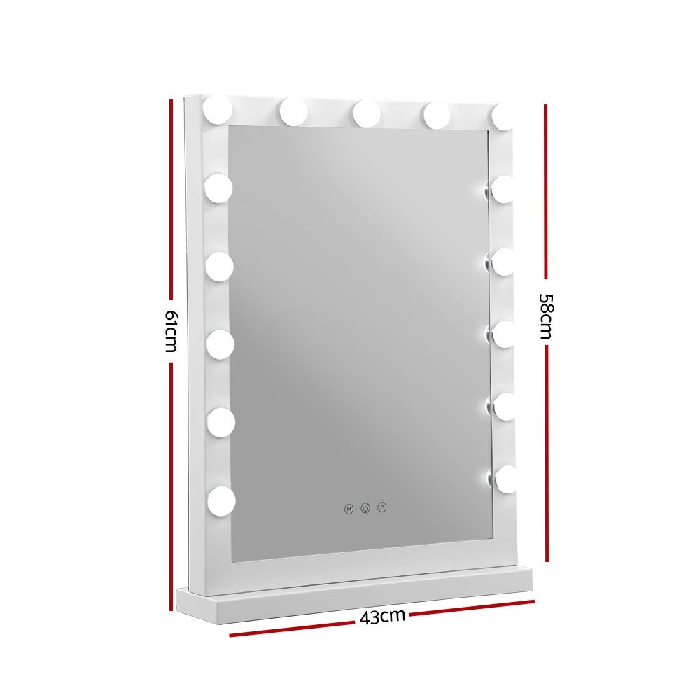 Hollywood Makeup Mirror With Light 15 LED Bulbs - Rivercity House & Home Co. (ABN 18 642 972 209) - Affordable Modern Furniture Australia