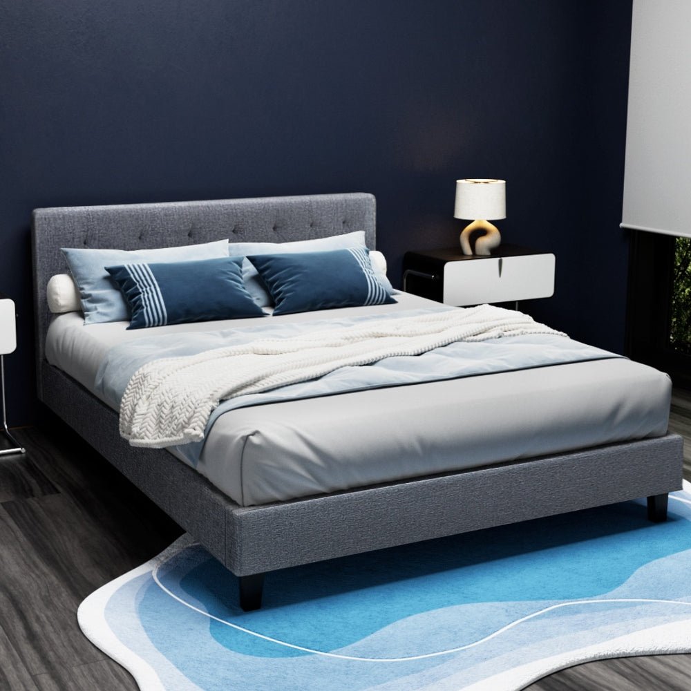 Hyams Double Bed Frame Grey - Rivercity House & Home Co. (ABN 18 642 972 209) - Affordable Modern Furniture Australia