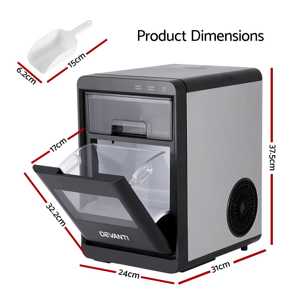 Ice Maker Machine 20kg Chewable Nugget Ice Countertop w/Self Cleaning - Appliances > Kitchen Appliances > Ice Makers - Rivercity House & Home Co. (ABN 18 642 972 209) - Affordable Modern Furniture Australia