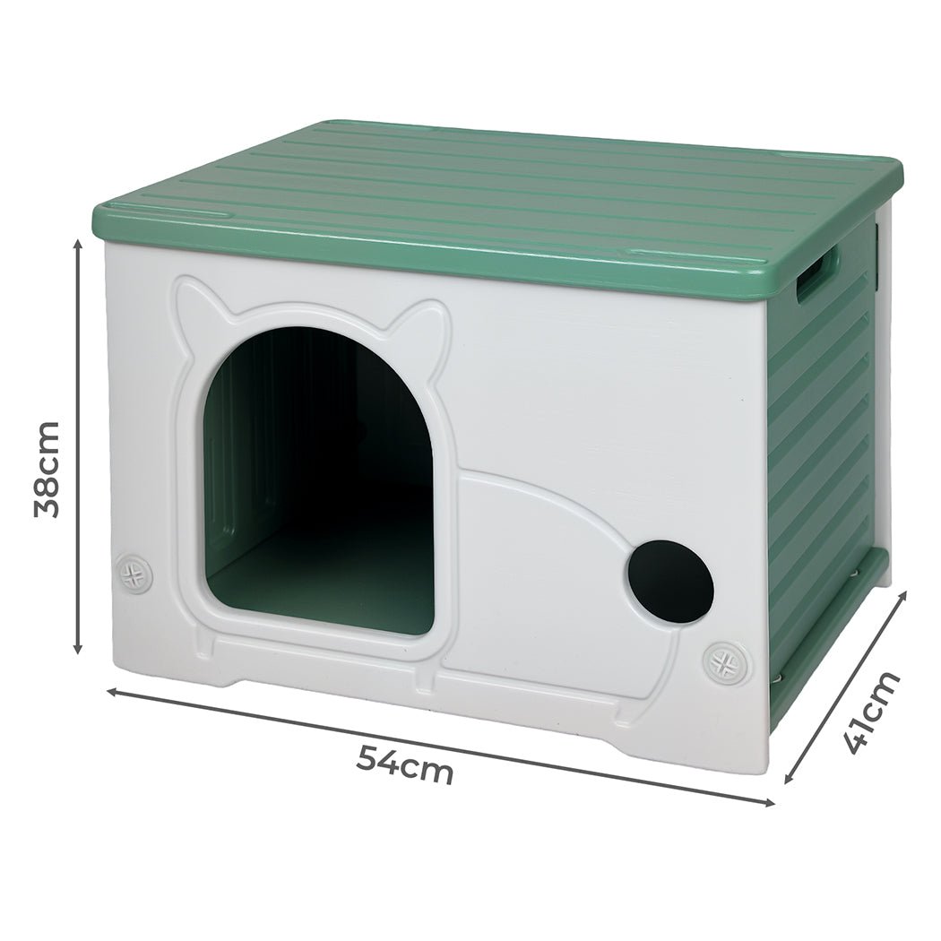 Indoor Outdoor Plastic Dog Kennel and Puppy House - Green White - Rivercity House & Home Co. (ABN 18 642 972 209) - Affordable Modern Furniture Australia