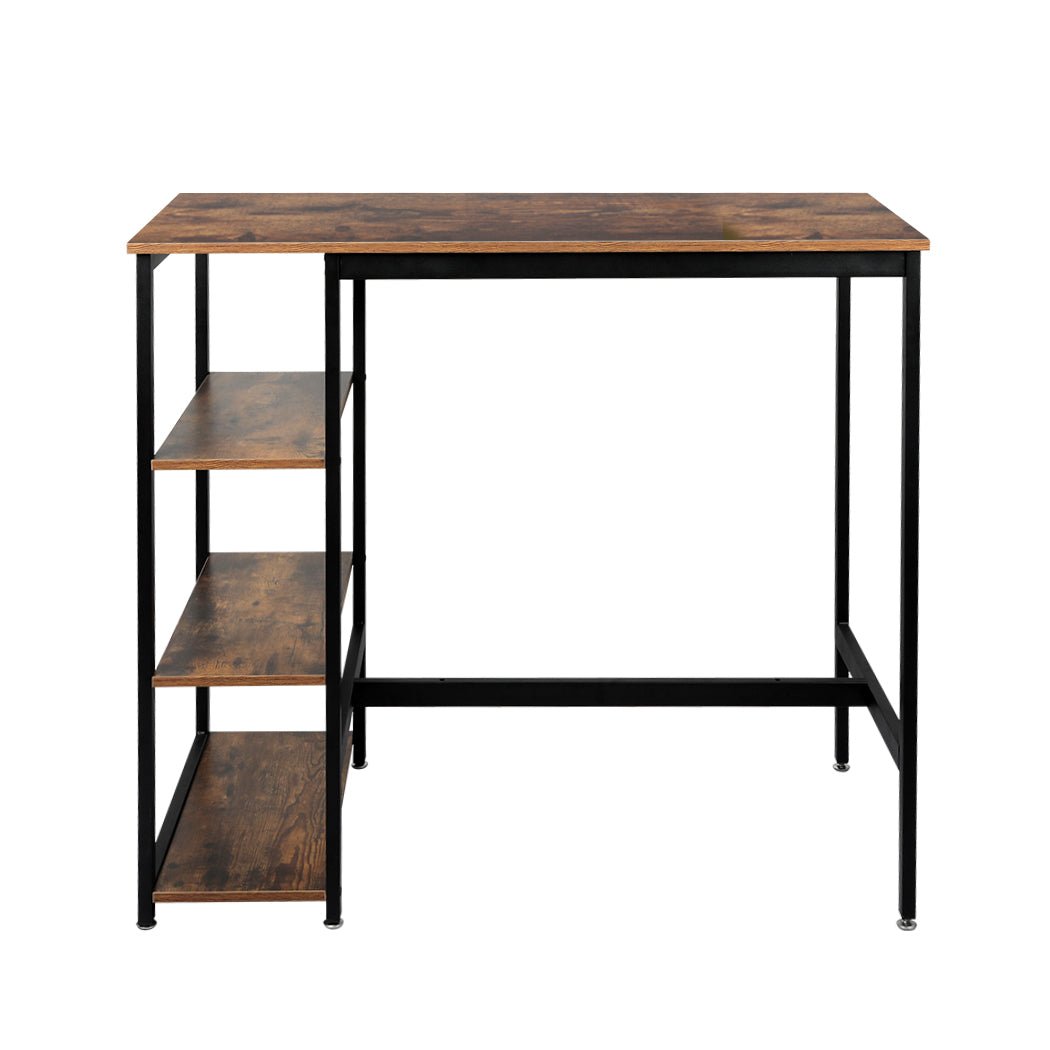 Industrial High Bar Table with Shelves - Brown - Rivercity House & Home Co. (ABN 18 642 972 209) - Affordable Modern Furniture Australia