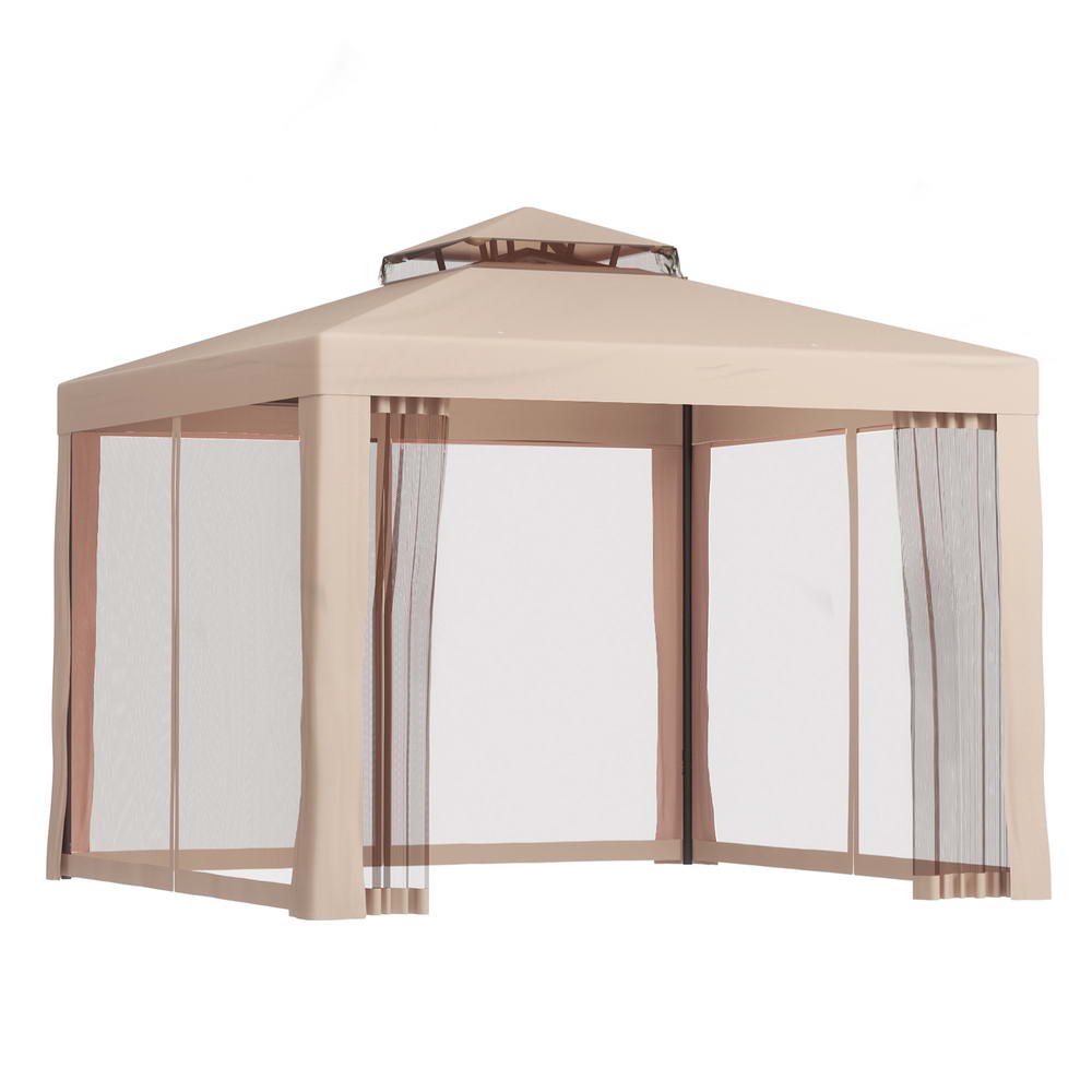 Instahut Gazebo Marquee 3m Outdoor Event Tent Camping Party Mesh Wall Canopy Brown - Home & Garden > Shading > Canopies & Gazebos - Rivercity House & Home Co. (ABN 18 642 972 209) - Affordable Modern Furniture Australia