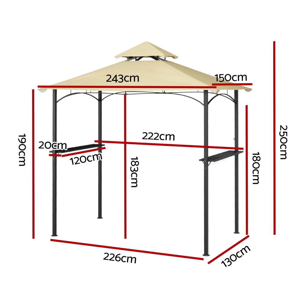 Instahut Gazebo Outdoor Patio Marquee BBQ Grill Shelter Garden Shade Hooks Beige - Home & Garden > Shading > Canopies & Gazebos - Rivercity House & Home Co. (ABN 18 642 972 209) - Affordable Modern Furniture Australia