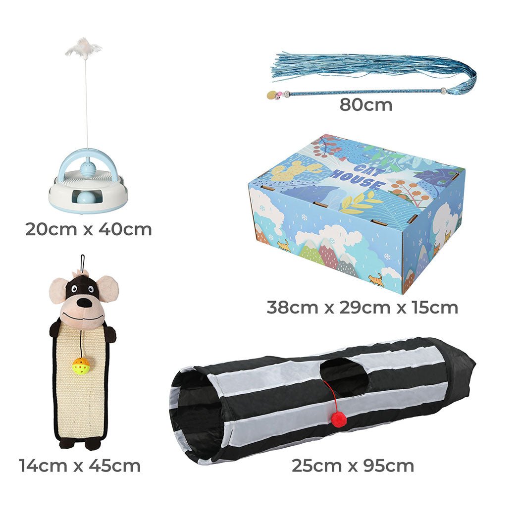 Interactive Cat Toy Set with Tunnel and Scratch Pad - Multi - Color - Rivercity House & Home Co. (ABN 18 642 972 209) - Affordable Modern Furniture Australia
