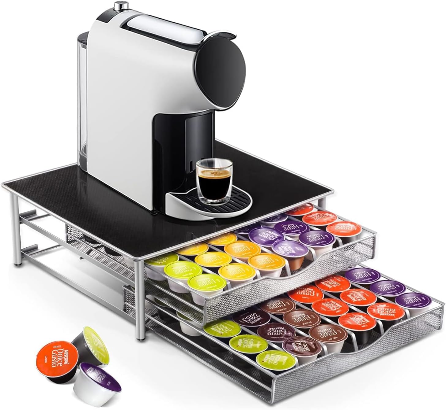K - Cup Coffee Pod Drawer Organiser for 72 Pods with Counter Storage - Black - Appliances > Kitchen Appliances > Coffee Machines & Accessories - Rivercity House & Home Co. (ABN 18 642 972 209) - Affordable Modern Furniture Australia