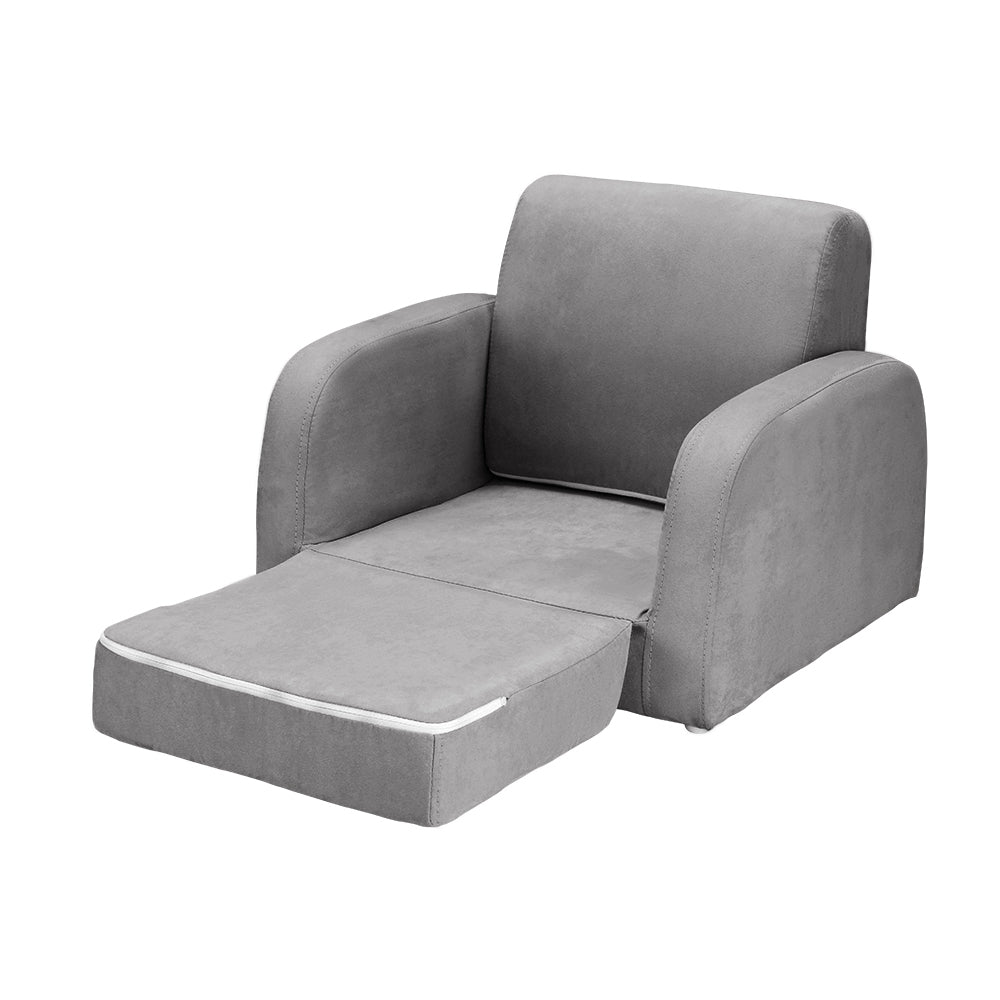 Keezi Kids Sofa 2 Seater Children Flip Open Couch Lounger Armchair Soft Grey - Baby & Kids > Kid's Furniture - Rivercity House & Home Co. (ABN 18 642 972 209) - Affordable Modern Furniture Australia