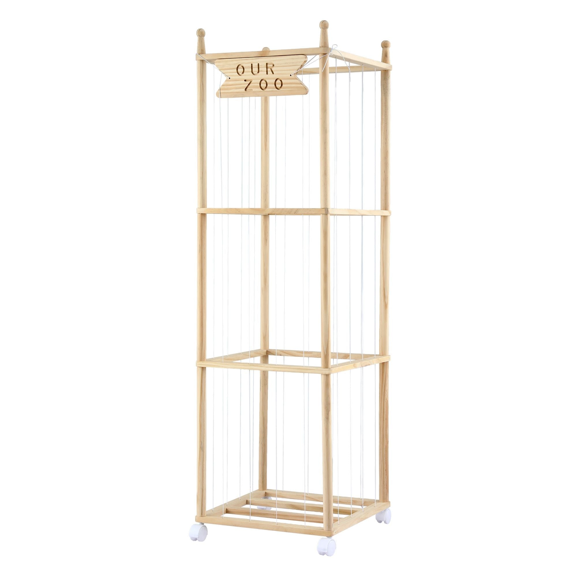 Keezi Stuffed Animal Storage Wooden Toy Holder with Wheels Soft Toy Storage Zoo Cage Stuffy Toy Storage Organizers with Elastic Cords for Playroom Bedroom Nursery - Baby & Kids > Kid's Furniture > Toy Boxes - Rivercity House & Home Co. (ABN 18 642 972 209) - Affordable Modern Furniture Australia