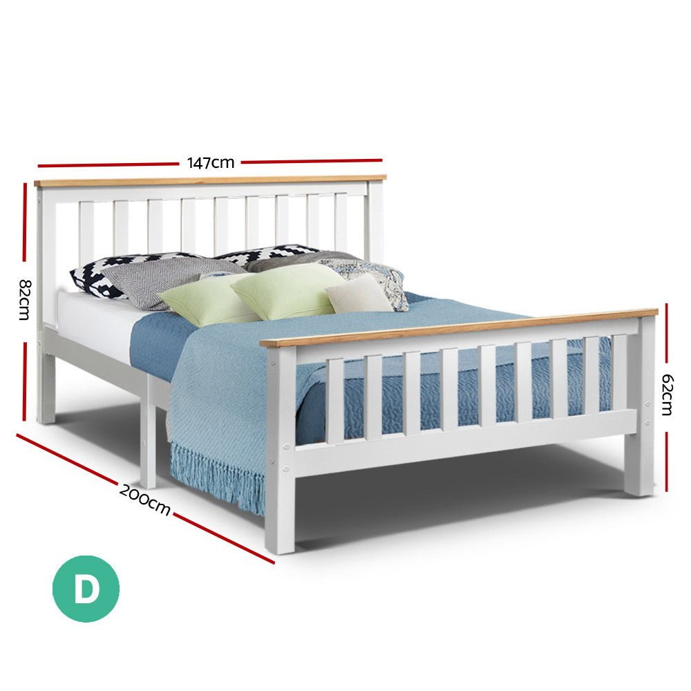 Kewarra Wooden Double Bed Frame White - Rivercity House & Home Co. (ABN 18 642 972 209) - Affordable Modern Furniture Australia