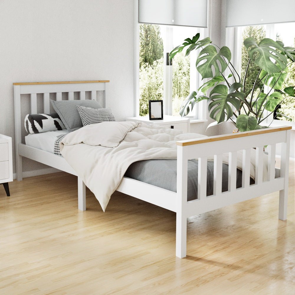 Kewarra Wooden Single Bed Frame White - Rivercity House & Home Co. (ABN 18 642 972 209) - Affordable Modern Furniture Australia