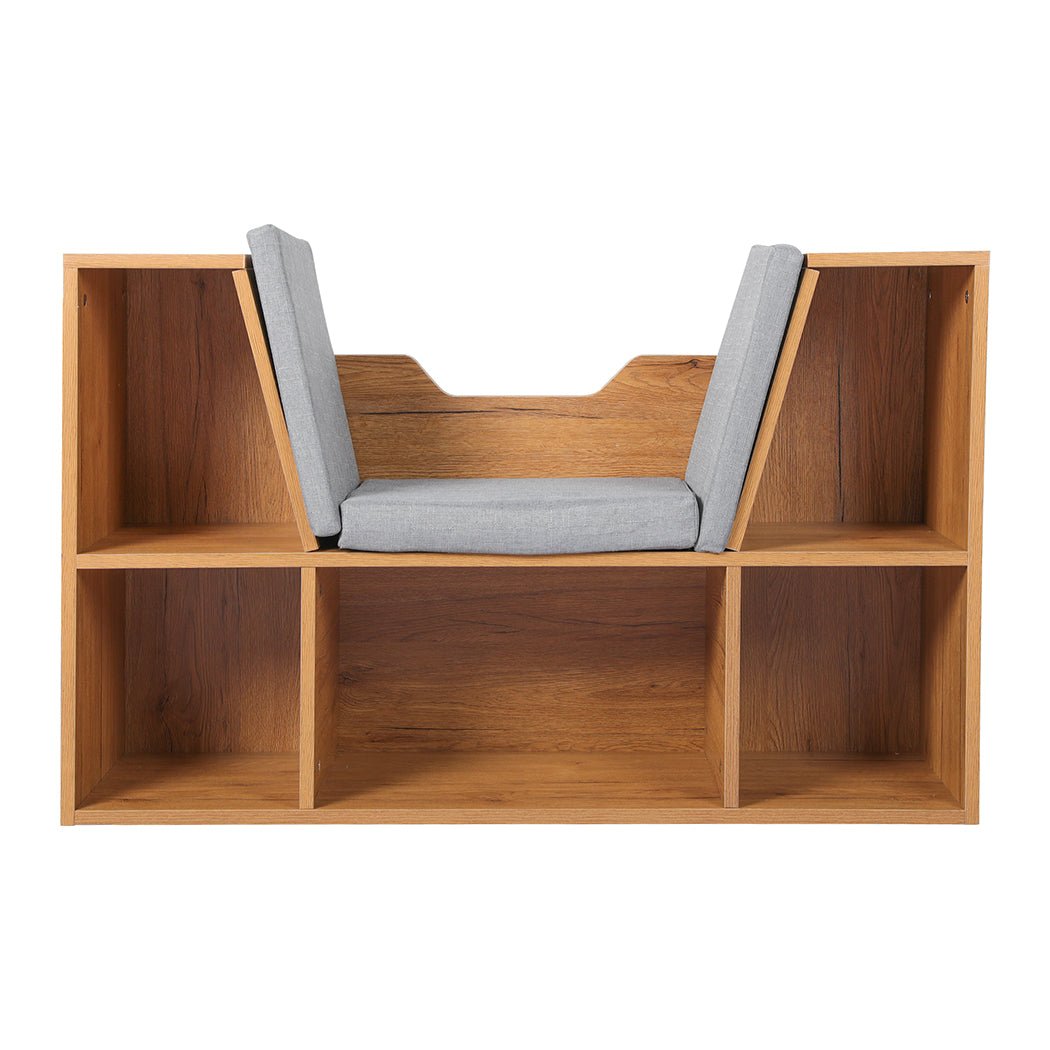 Kids Bookcase Toy Storage Box with Seat - Brown - Rivercity House & Home Co. (ABN 18 642 972 209) - Affordable Modern Furniture Australia