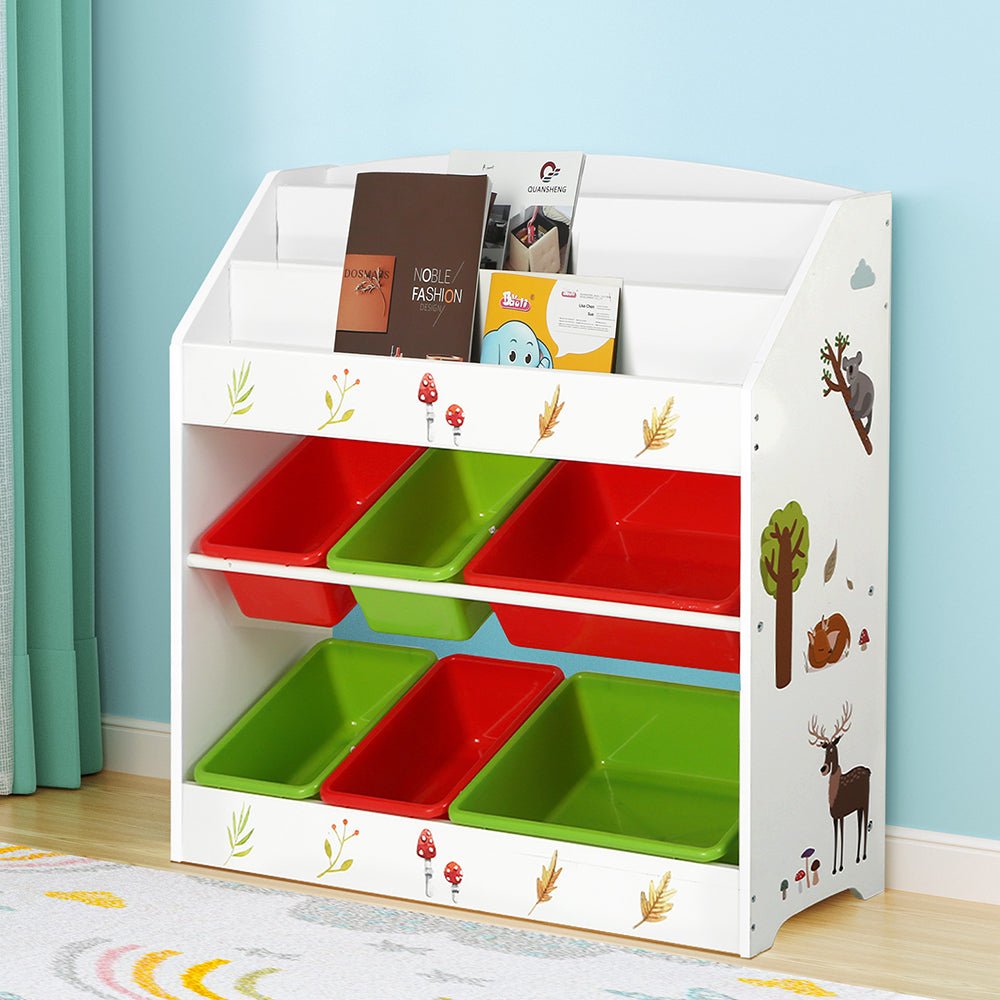 Kids Bookshelf Toy Box Organiser Children 6 Bins Display Shelf Storage Box - Baby & Kids > Kid's Furniture - Rivercity House & Home Co. (ABN 18 642 972 209) - Affordable Modern Furniture Australia