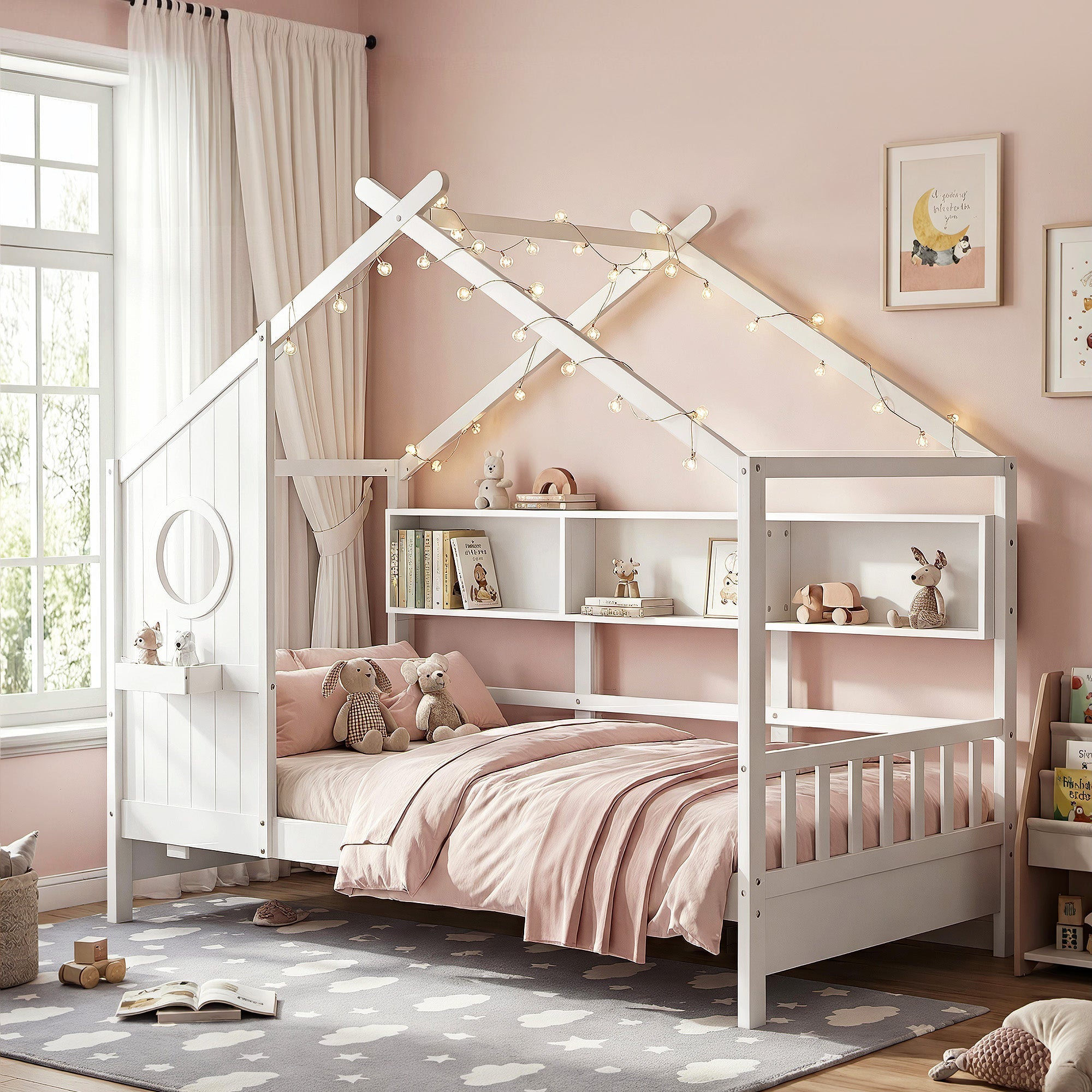 Kids Single Bed Frame House Bed Solid Wood Montessori Bed for Toddler White - Furniture > Bedroom > Beds & Bed Frames - Rivercity House & Home Co. (ABN 18 642 972 209) - Affordable Modern Furniture Australia