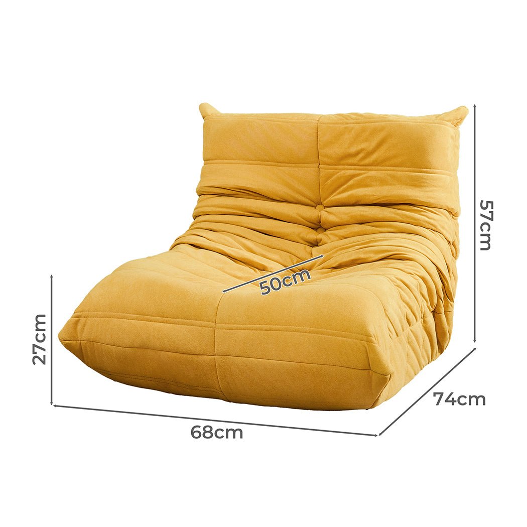 Kids Single Foam Floor Chair Recliner Couch Caterpillar Sofa - Yellow - Rivercity House & Home Co. (ABN 18 642 972 209) - Affordable Modern Furniture Australia