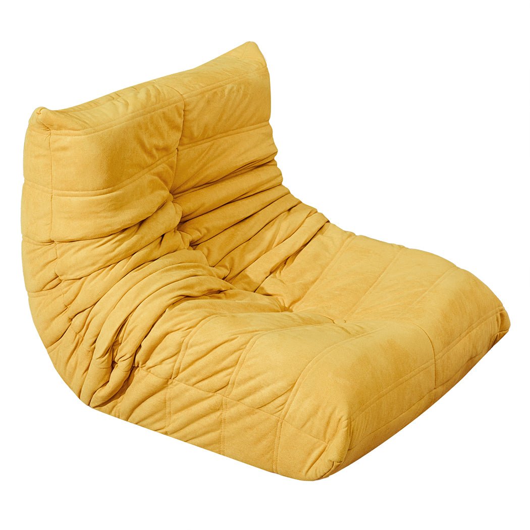 Kids Single Foam Floor Chair Recliner Couch Caterpillar Sofa - Yellow - Rivercity House & Home Co. (ABN 18 642 972 209) - Affordable Modern Furniture Australia