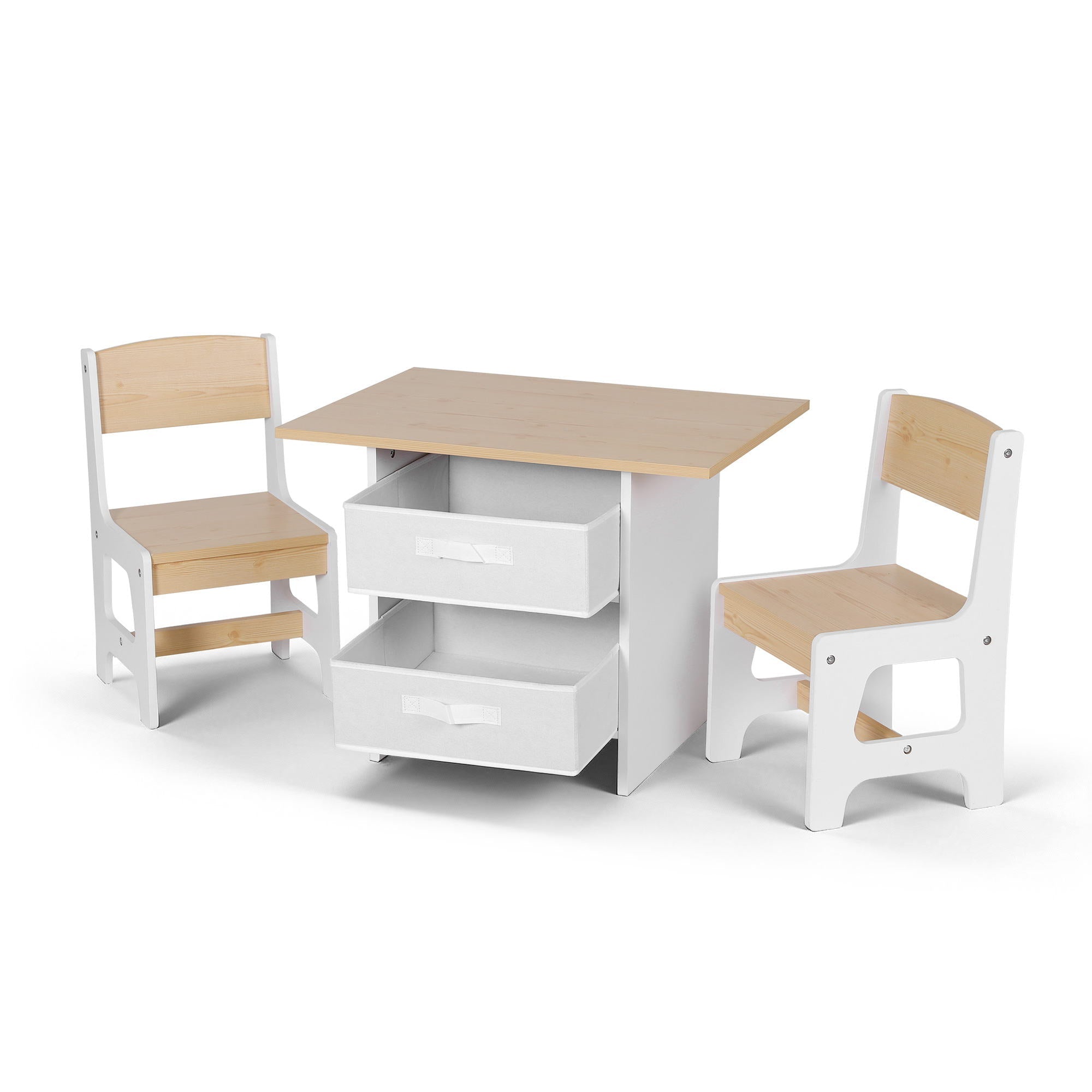 Kids Table and 2 Chairs Set Wooden Activity Table wit 2 Storage Drawers, Toddler Table and Chair Set for Children Drawing, Reading, Crafts, Eating, Natural - Baby & Kids > Kid's Furniture > Kid's Tables, Chairs & Seats - Rivercity House & Home Co. (ABN 18 642 972 209) - Affordable Modern Furniture Australia