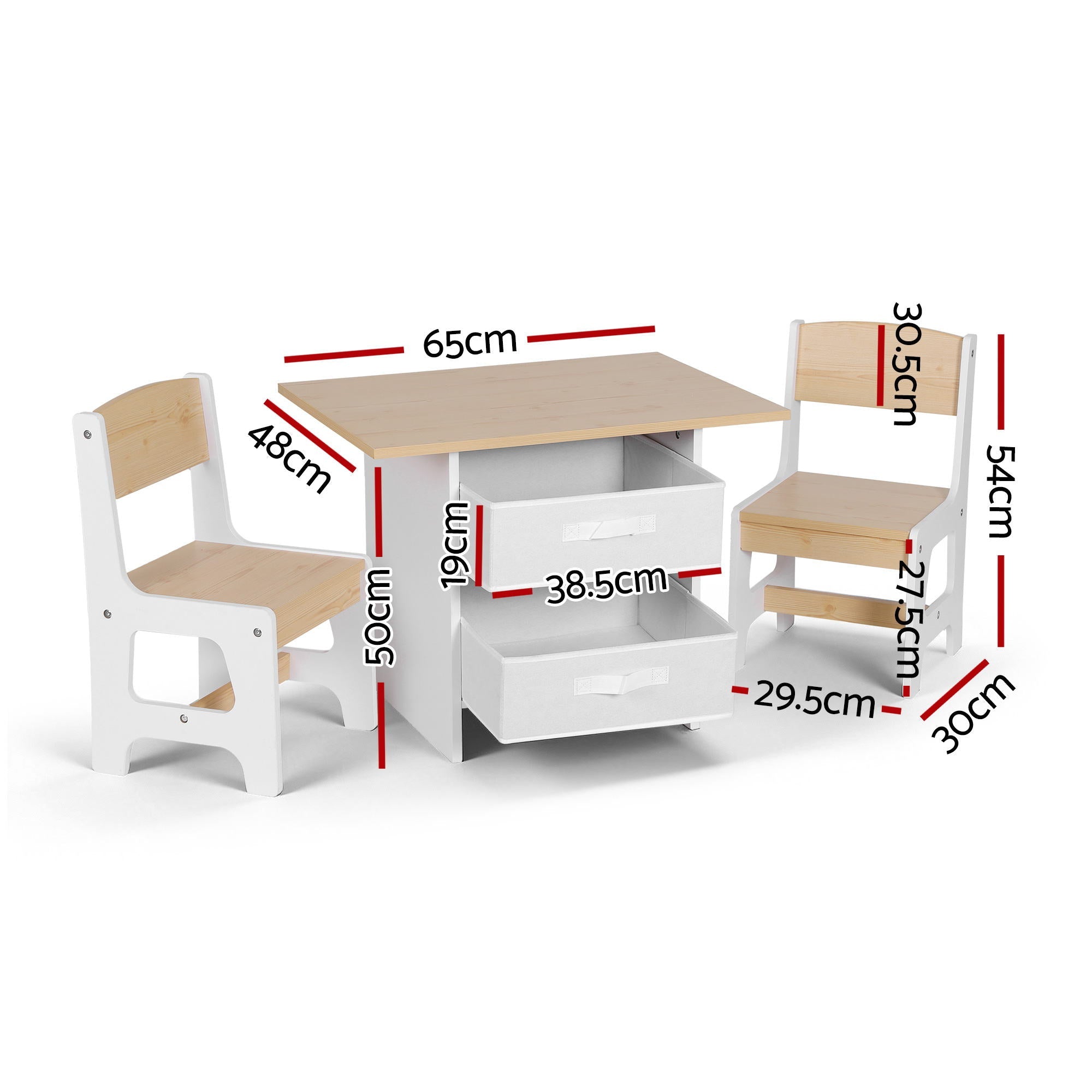 Kids Table and 2 Chairs Set Wooden Activity Table wit 2 Storage Drawers, Toddler Table and Chair Set for Children Drawing, Reading, Crafts, Eating, Natural - Baby & Kids > Kid's Furniture > Kid's Tables, Chairs & Seats - Rivercity House & Home Co. (ABN 18 642 972 209) - Affordable Modern Furniture Australia