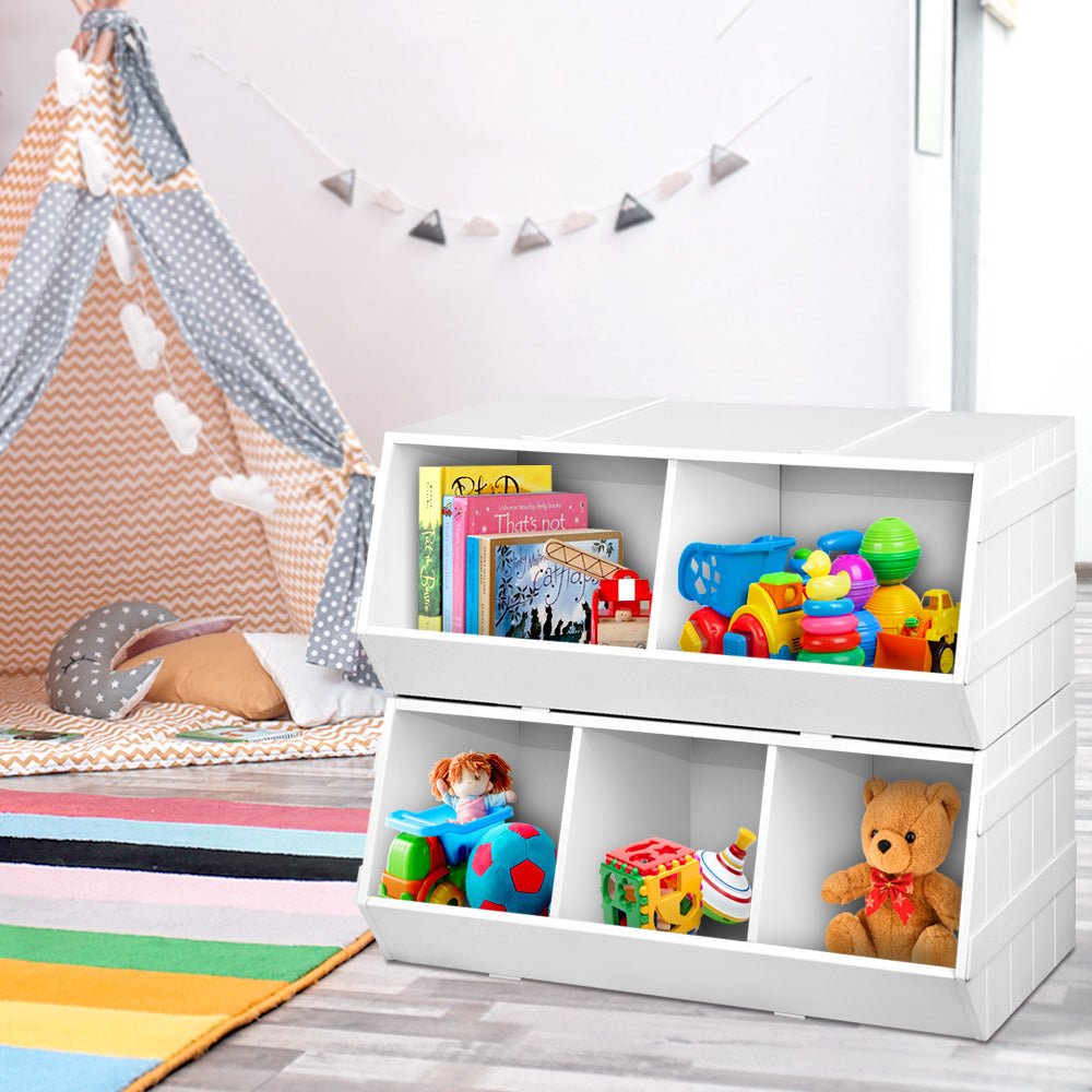 Kids Toy Box Stackable Bookshelf Storage Organiser Bookcase Shelf - Baby & Kids > Kid's Furniture - Rivercity House & Home Co. (ABN 18 642 972 209) - Affordable Modern Furniture Australia