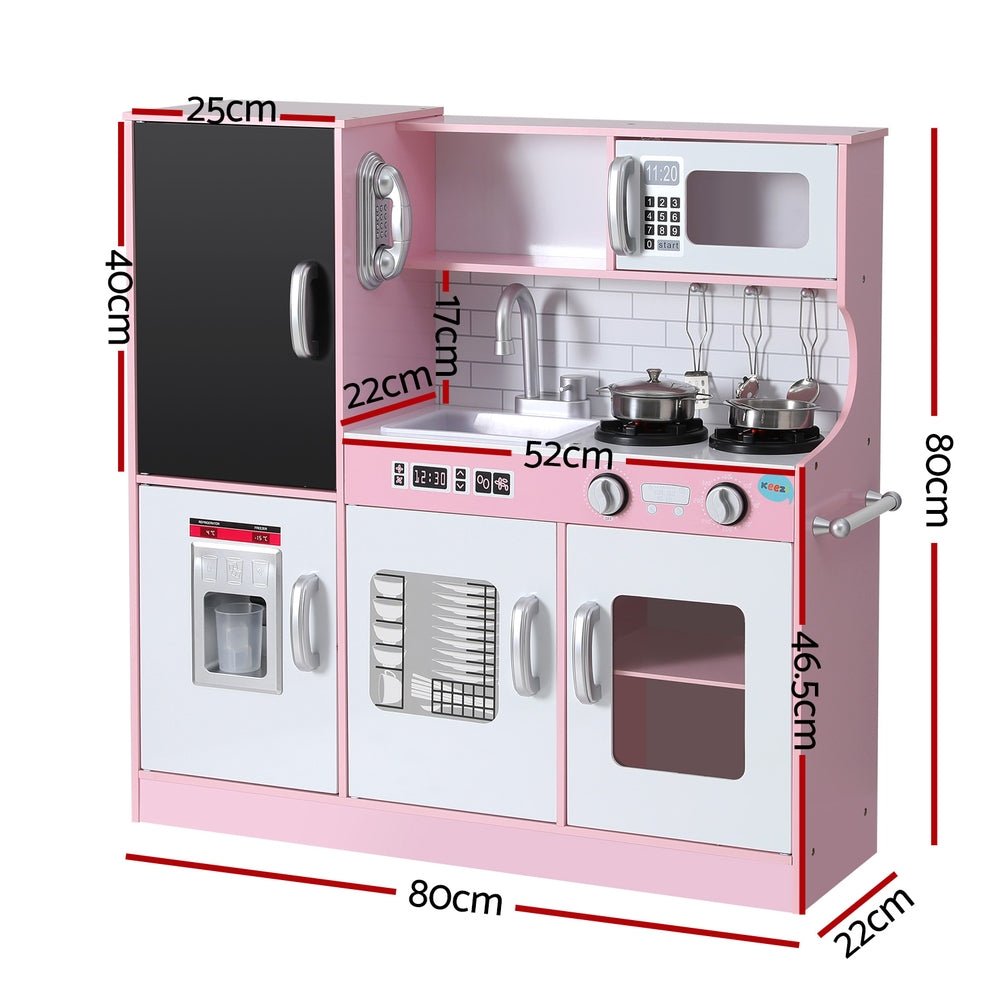 Kids Wooden Pretend Kitchen Play Set Cooking Toys Pot Ice Cup Oven Blackboard 80CM Pink - Baby & Kids > Toys - Rivercity House & Home Co. (ABN 18 642 972 209) - Affordable Modern Furniture Australia