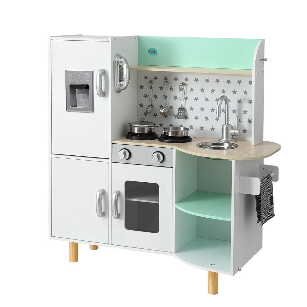 Kids Wooden Pretend Kitchen Play Sets Cooking Toys Oven Fridge 85CM Green - Baby & Kids > Baby & Kid's Toys > Pretend Play - Rivercity House & Home Co. (ABN 18 642 972 209) - Affordable Modern Furniture Australia