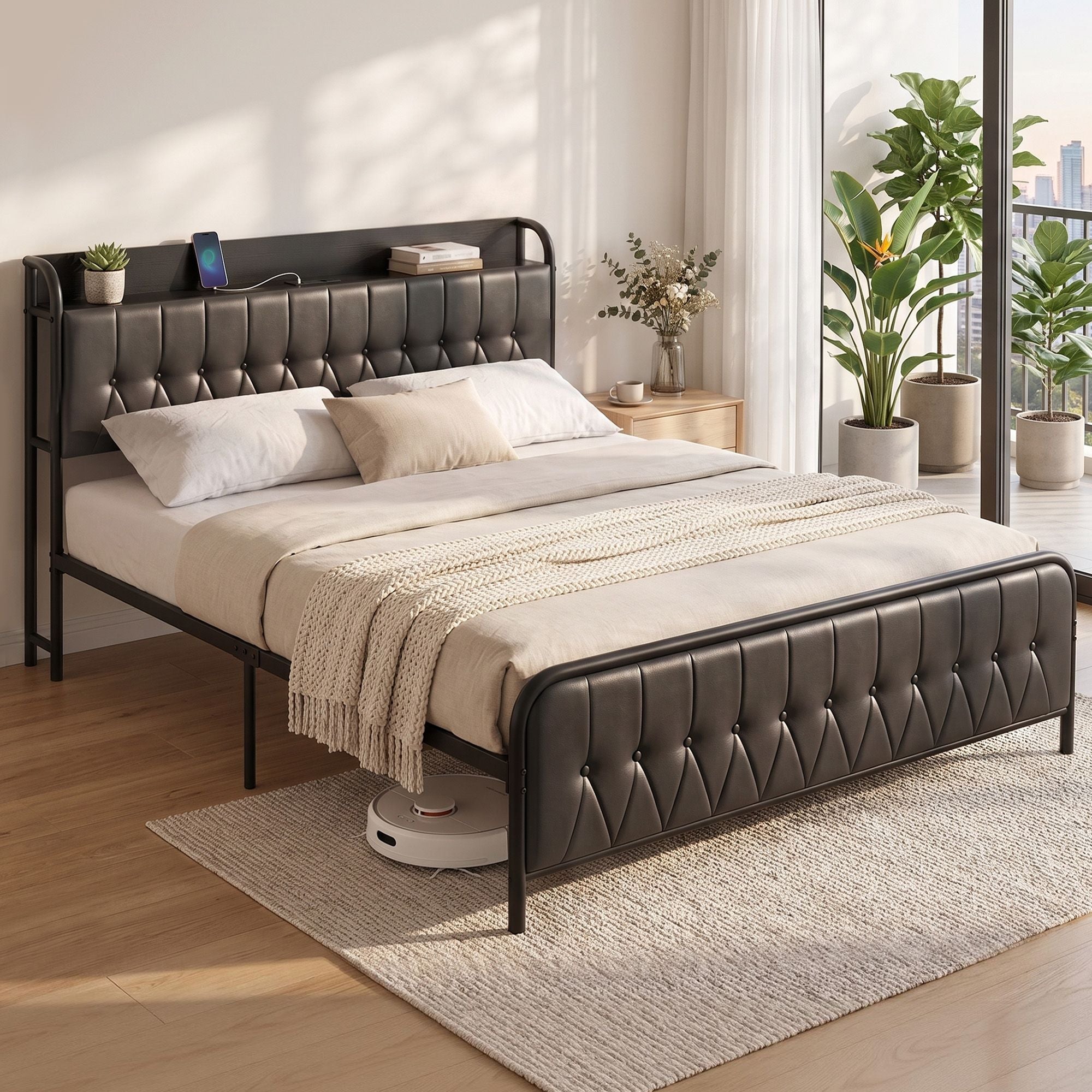 King Bed Frame with Storage Headboard SAA Certified Charging Station - Furniture > Bedroom > Beds & Bed Frames - Rivercity House & Home Co. (ABN 18 642 972 209) - Affordable Modern Furniture Australia