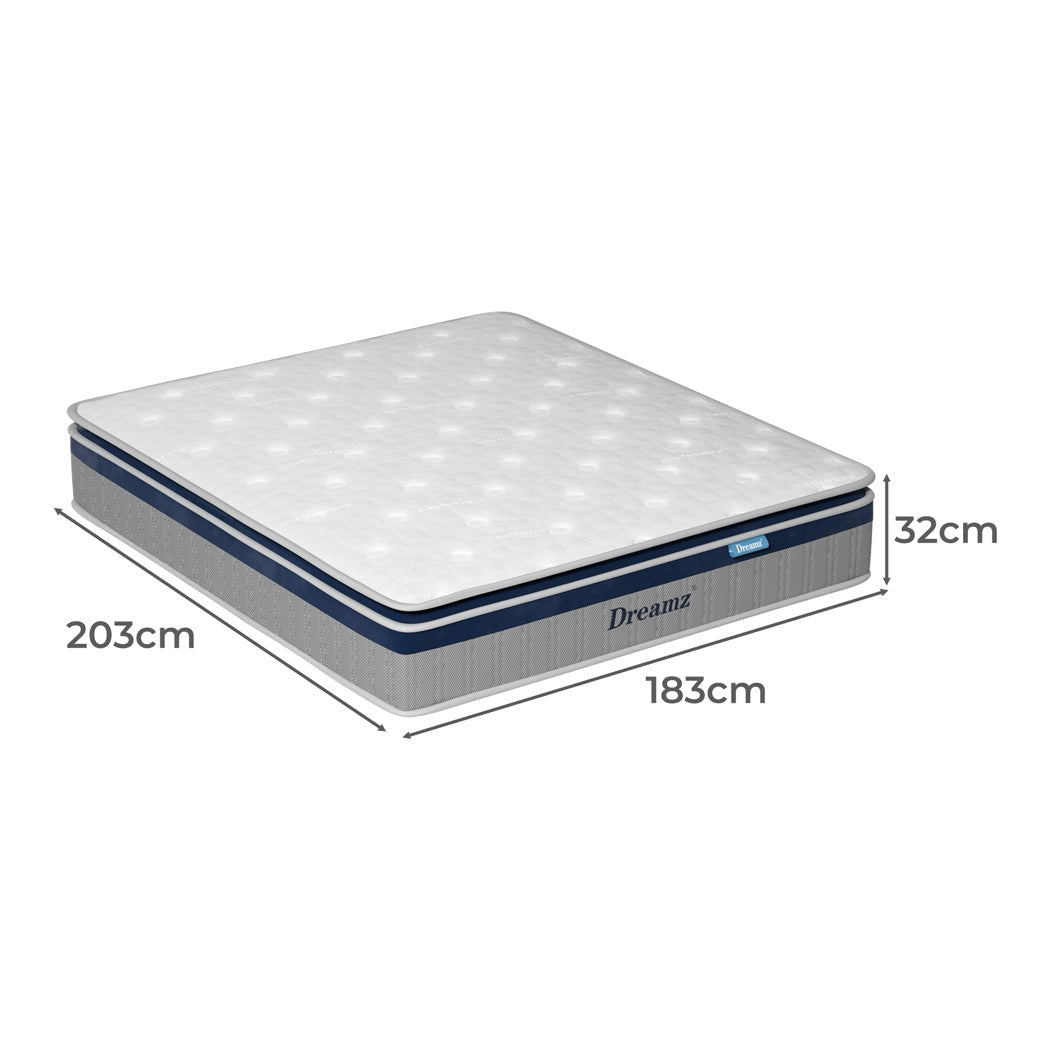 King Pillow Top Spring Mattress 32cm Thickness - White - Rivercity House & Home Co. (ABN 18 642 972 209) - Affordable Modern Furniture Australia
