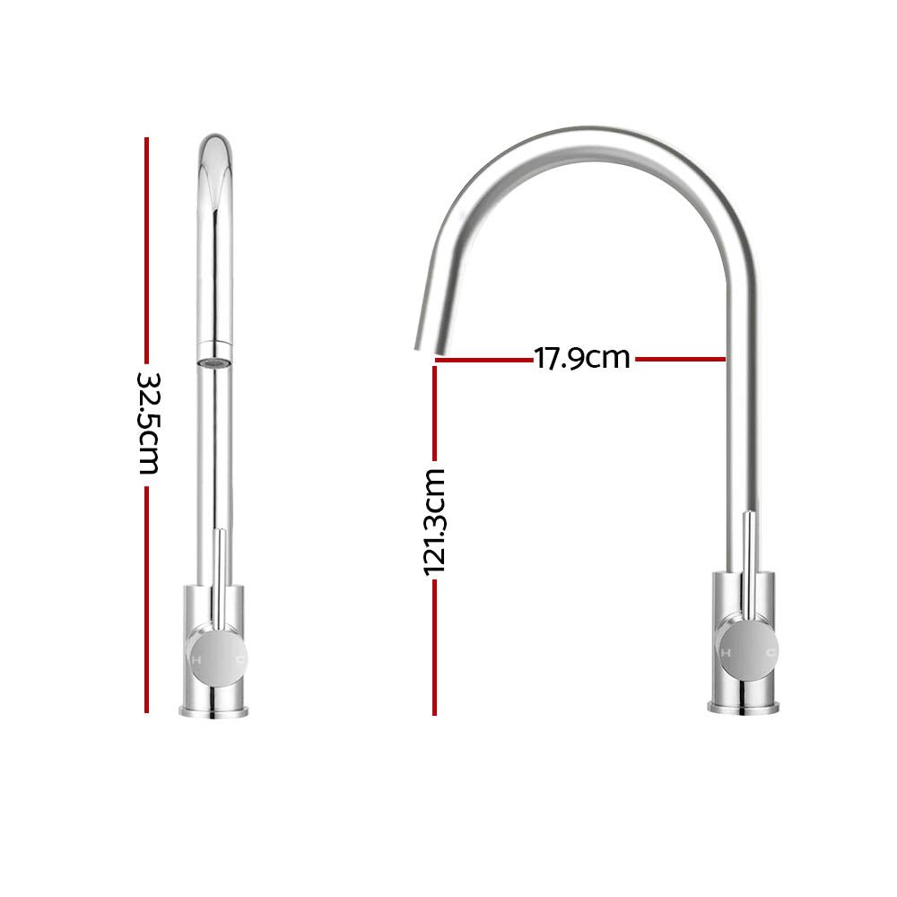 Kitchen Mixer Tap Mixer Round Sink Faucet Basin Laundry Chrome - Furniture > Bathroom > Tap & Sink Accessories - Rivercity House & Home Co. (ABN 18 642 972 209) - Affordable Modern Furniture Australia