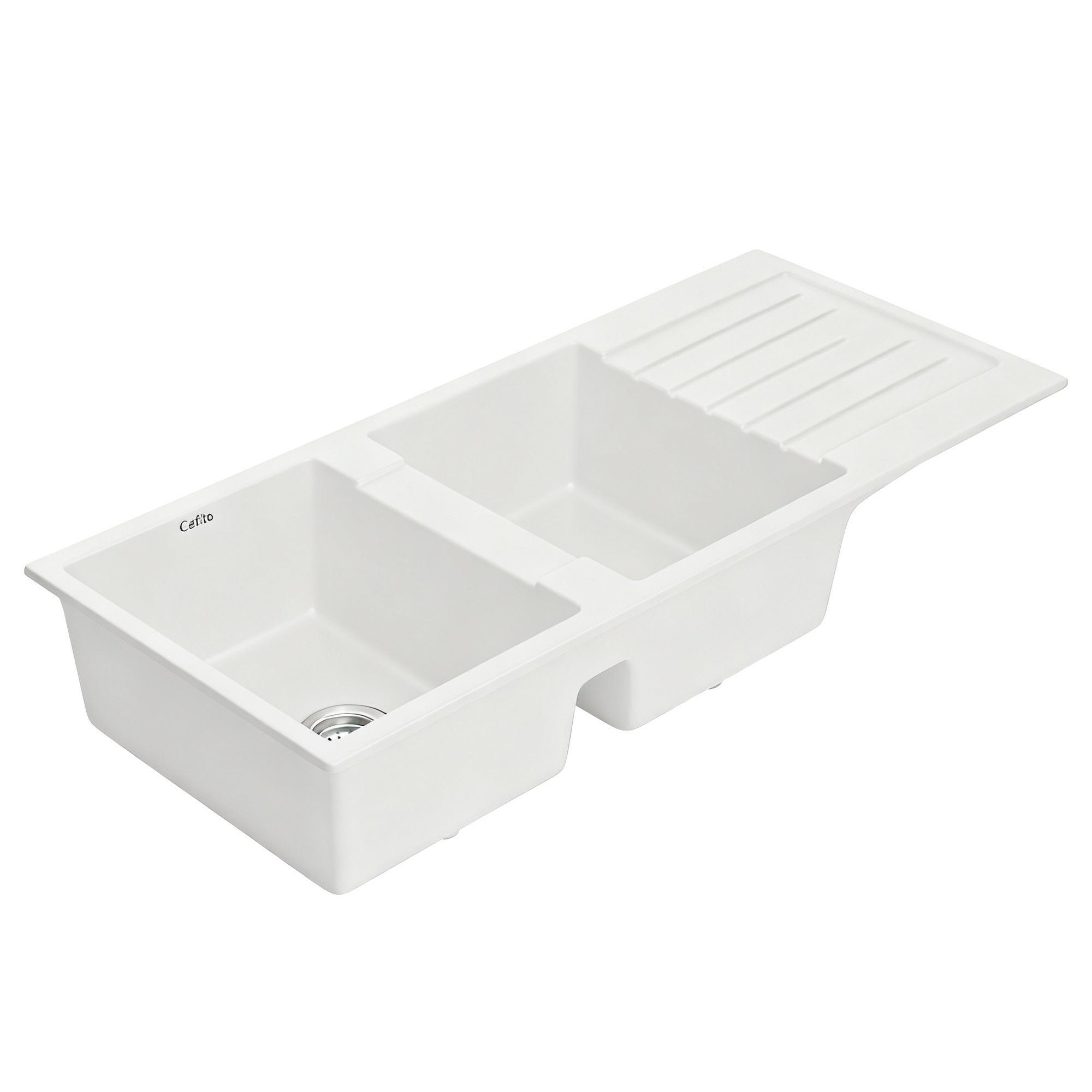 Kitchen Sink 116x50cm Granite Stone Sink Double Bowl White - Furniture > Bathroom > Sinks - Rivercity House & Home Co. (ABN 18 642 972 209) - Affordable Modern Furniture Australia