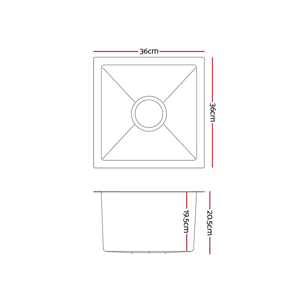 Kitchen Sink 36X36CM Stainless Steel Nano Basin Single Bowl Silver - Home & Garden > Bathroom Accessories - Rivercity House & Home Co. (ABN 18 642 972 209) - Affordable Modern Furniture Australia