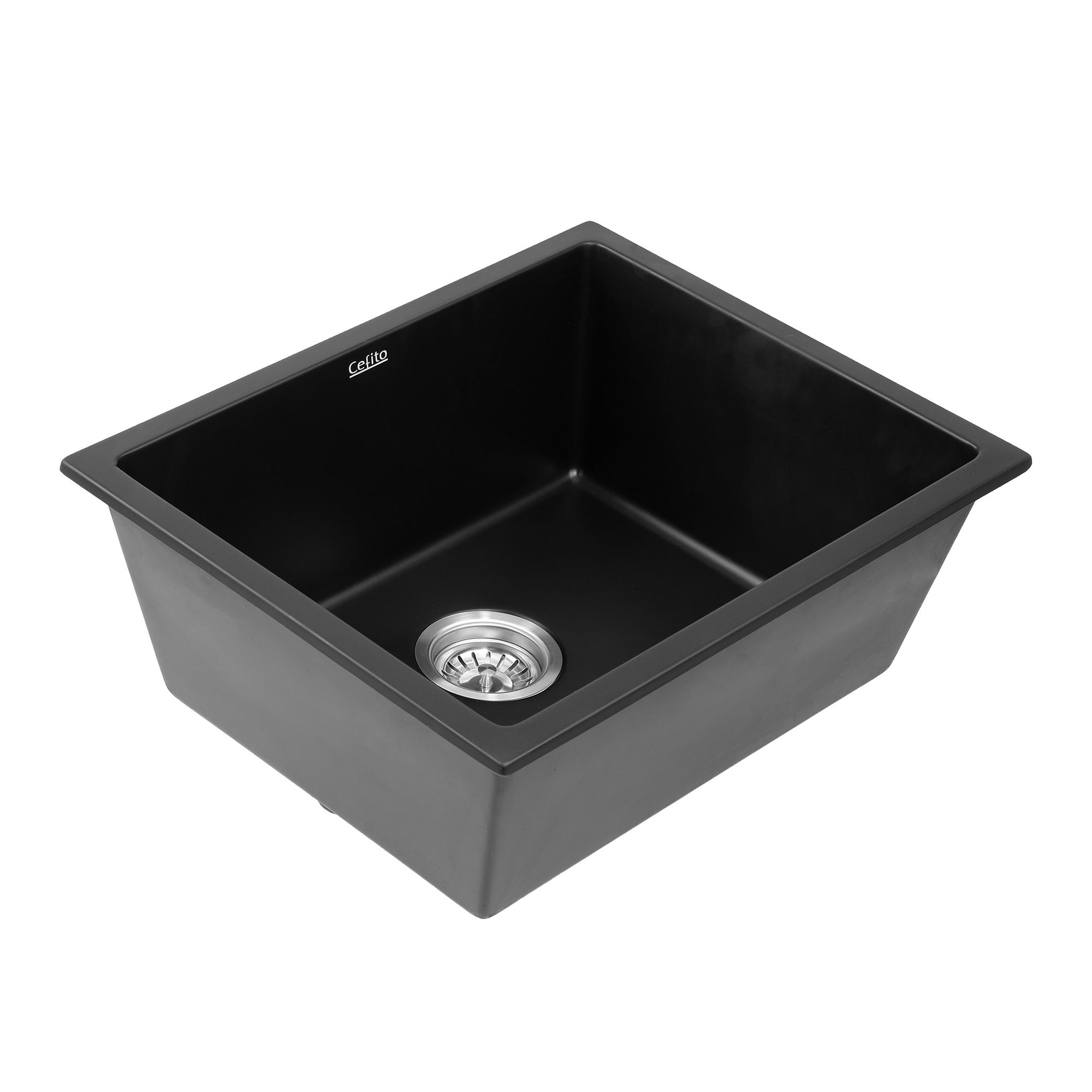 Kitchen Sink 55x45cm Granite Stone Sink Single Bowl Black - Furniture > Bathroom > Sinks - Rivercity House & Home Co. (ABN 18 642 972 209) - Affordable Modern Furniture Australia