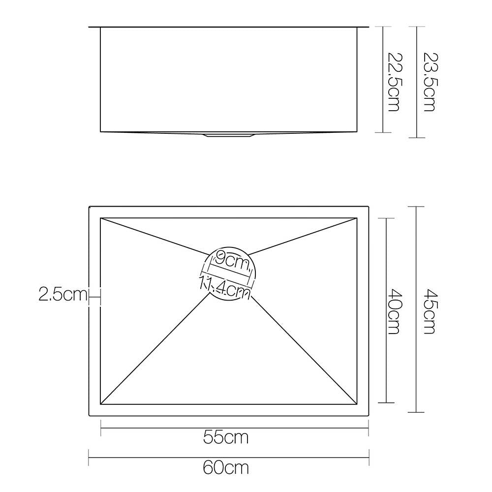 Kitchen Sink 60X45CM Stainless Steel Basin Single Bowl Black - Furniture > Dining > Kitchen Sinks - Rivercity House & Home Co. (ABN 18 642 972 209) - Affordable Modern Furniture Australia